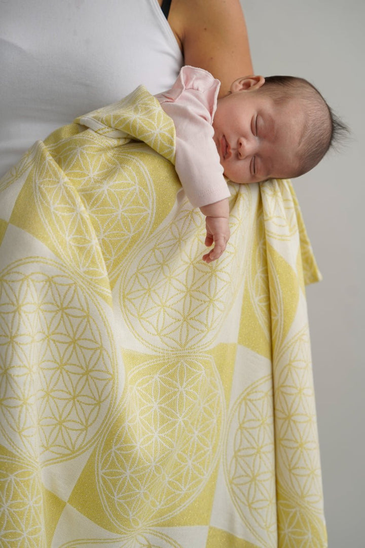 Manta bebe flor de la vida oro - KOKADI